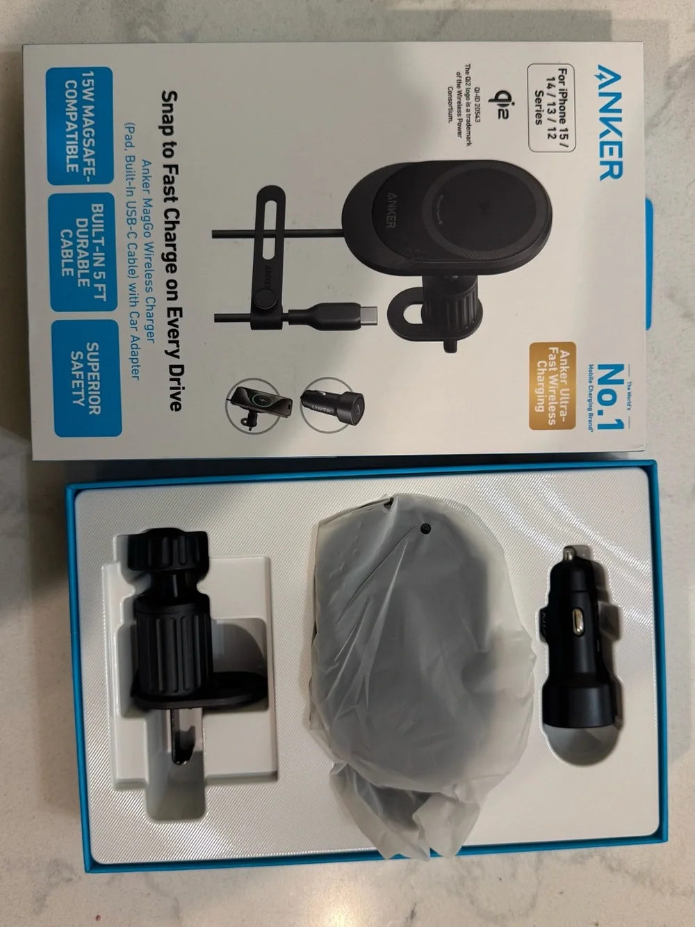 Anker MagGo Car Wireless Charger - Black